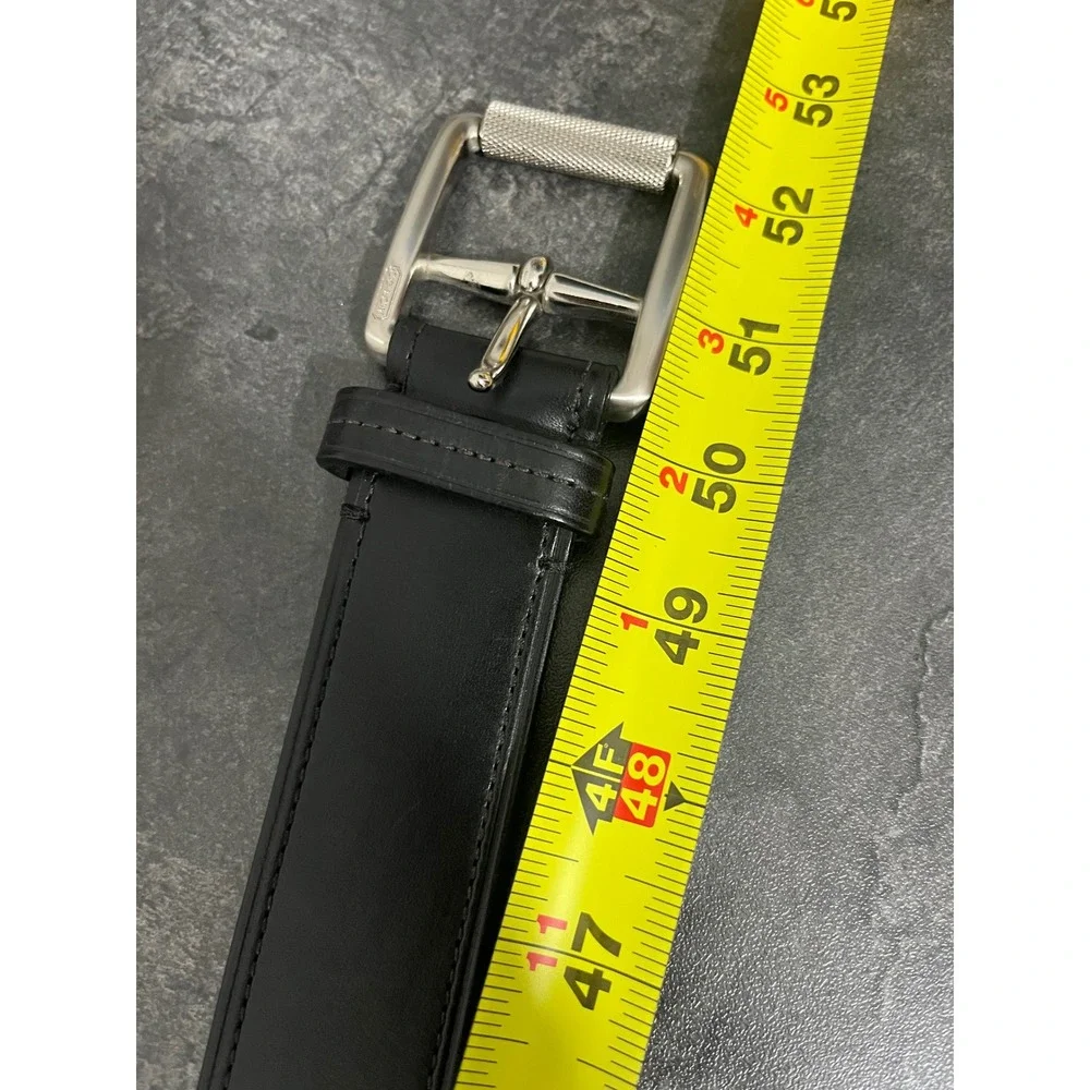 Coach Leather Belt Mens Black Silver Tone Buckle